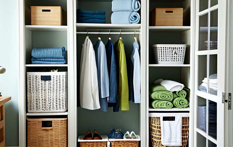 자취생의 청소 필수템 - Modern Cleaning Supplies Display**

"A bright, clean display of various cleaning supplies: a cordles...