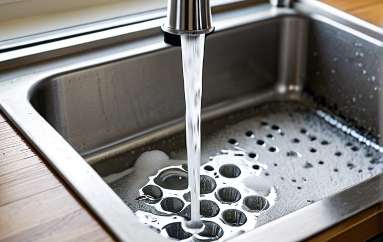 싱크대 악취 제거 팁 - **

"A modern, clean kitchen sink with stainless steel fixtures, fully clothed person washing dishes...