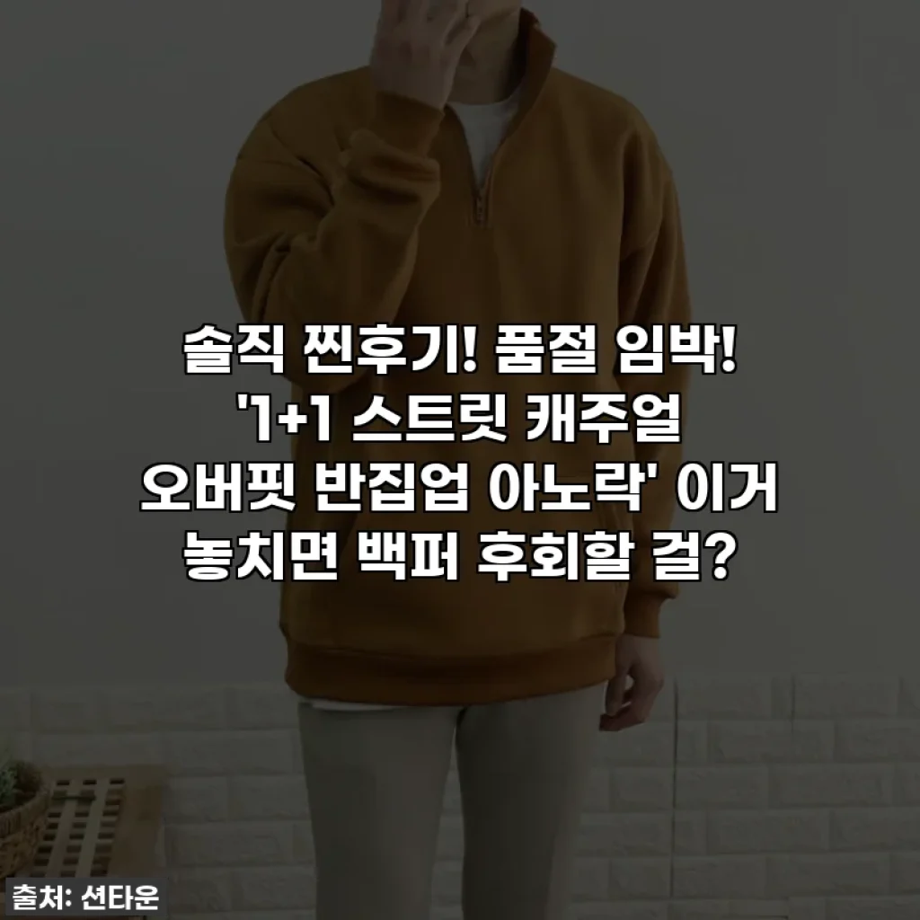 솔직 찐후기! 품절 임박! '1+1 스트릿 캐주얼 오버핏 반집업 아노락' 이거 놓치면 백퍼 후회할 걸?