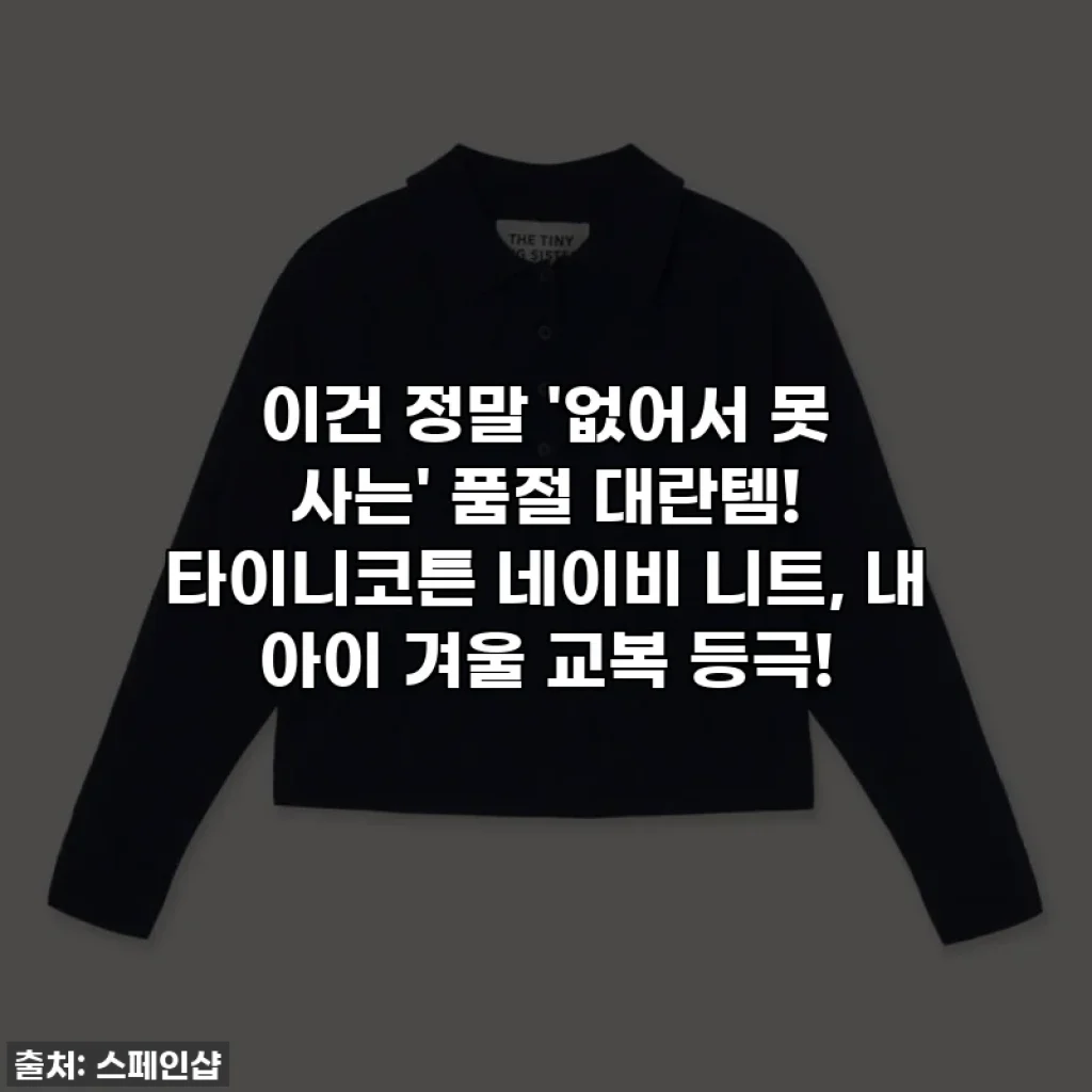 이건 정말 '없어서 못 사는' 품절 대란템! 타이니코튼 네이비 니트, 내 아이 겨울 교복 등극!