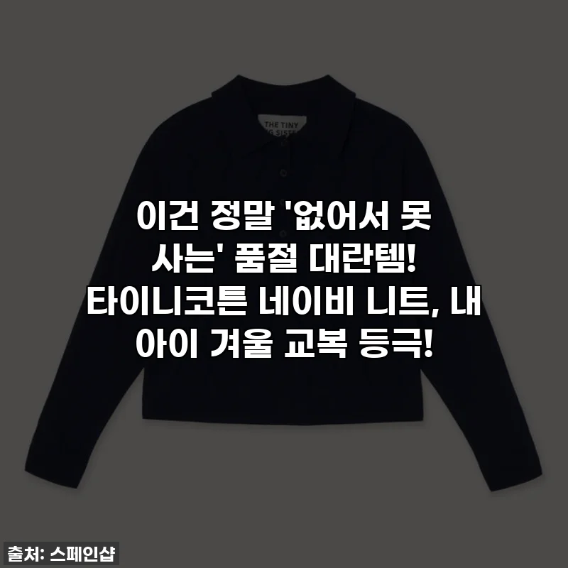 이건 정말 '없어서 못 사는' 품절 대란템! 타이니코튼 네이비 니트, 내 아이 겨울 교복 등극!