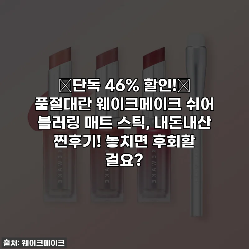 🔥단독 46% 할인!🔥 품절대란 웨이크메이크 쉬어 블러링 매트 스틱, 내돈내산 찐후기! 놓치면 후회할 걸요?