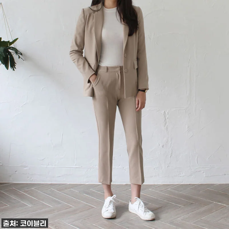 봄 가을 여성정장 세트 바지 여자셋업수트 면접복장 여자세미정장 투피스 블랙 핑크 13 봄 가을 여성정장 세트 바지 여자셋업 관련 이미지 3