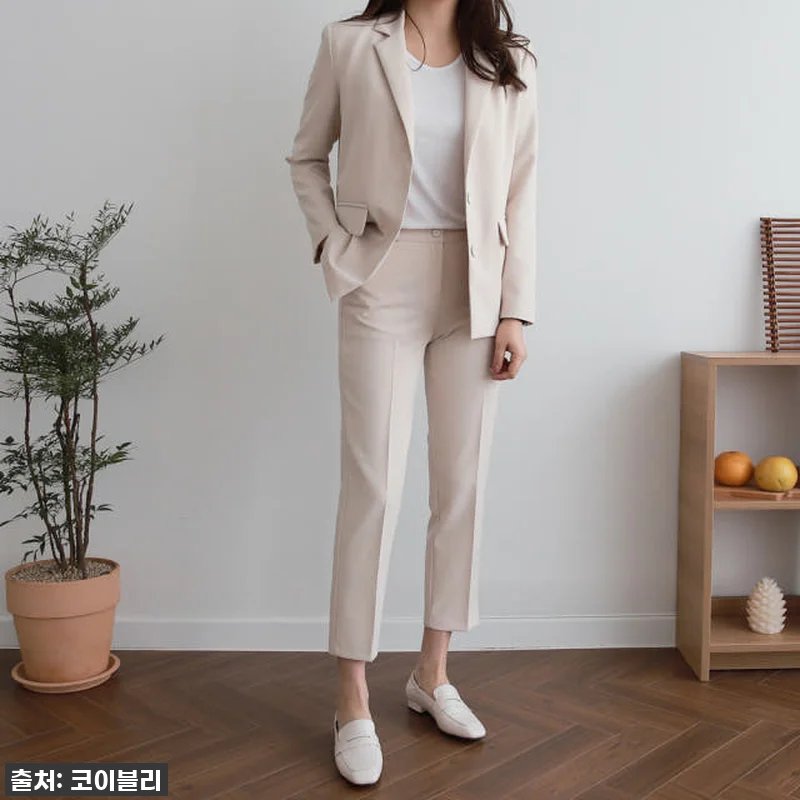 봄 가을 여성정장 세트 바지 여자셋업수트 면접복장 여자세미정장 투피스 블랙 핑크 16 봄 가을 여성정장 세트 바지 여자셋업 관련 이미지 6