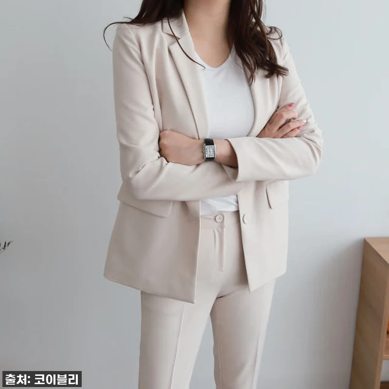 봄 가을 여성정장 세트 바지 여자셋업수트 면접복장 여자세미정장 투피스 블랙 핑크 17 봄 가을 여성정장 세트 바지 여자셋업 관련 이미지 7