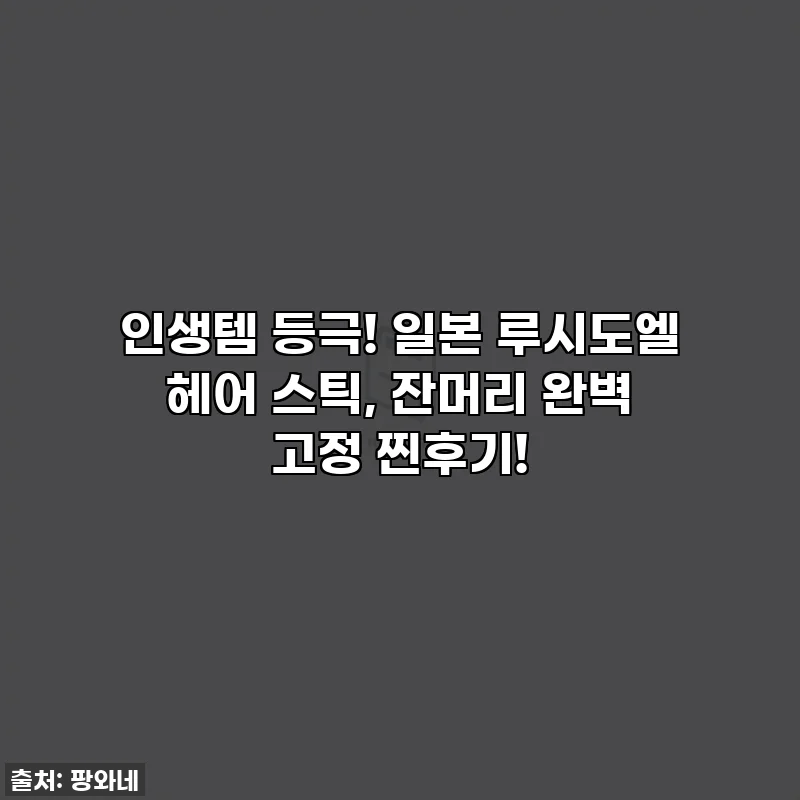 인생템 등극! 일본 루시도엘 헤어 스틱, 잔머리 완벽 고정 찐후기!