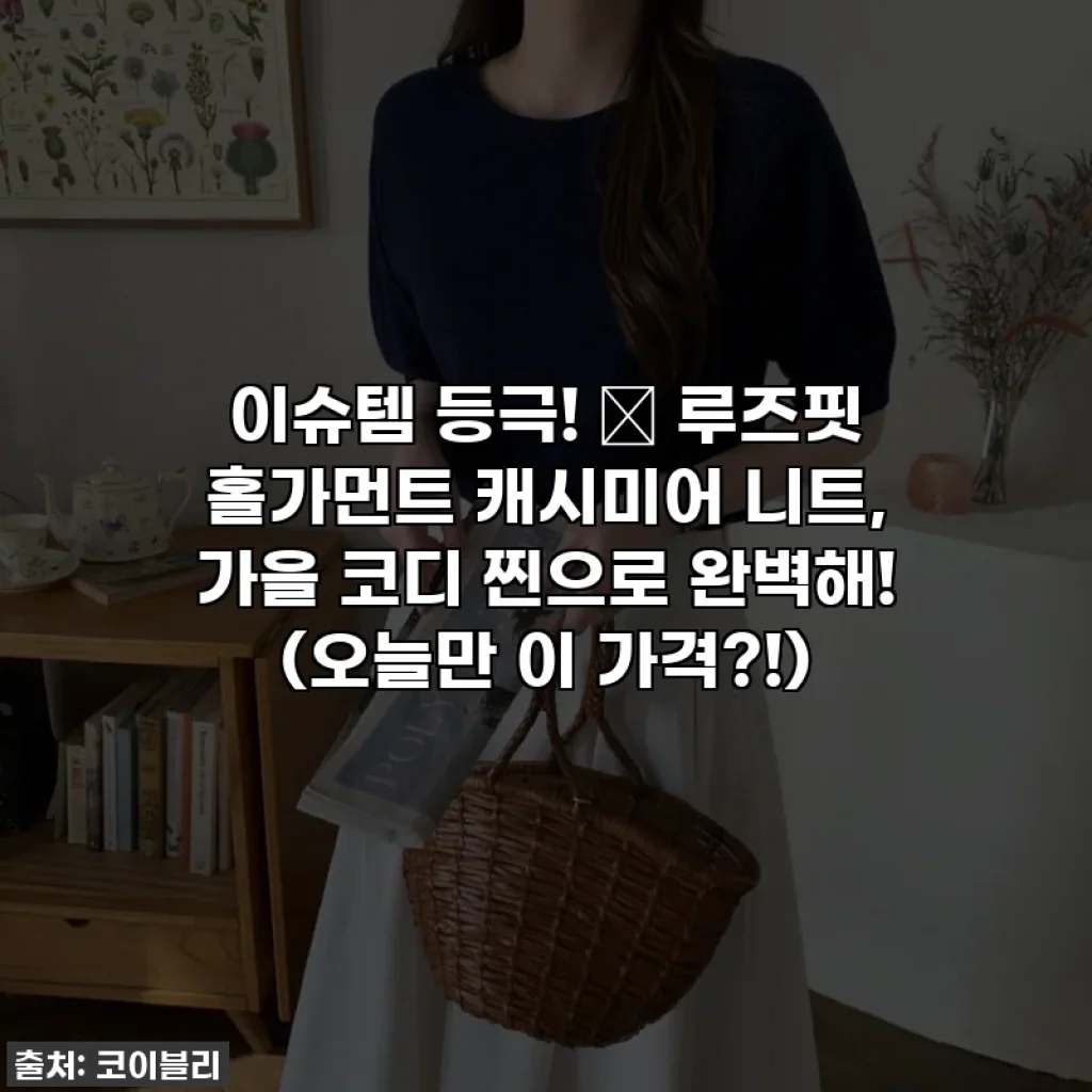 이슈템 등극! 🍂 루즈핏 홀가먼트 캐시미어 니트, 가을 코디 찐으로 완벽해! (오늘만 이 가격?!)