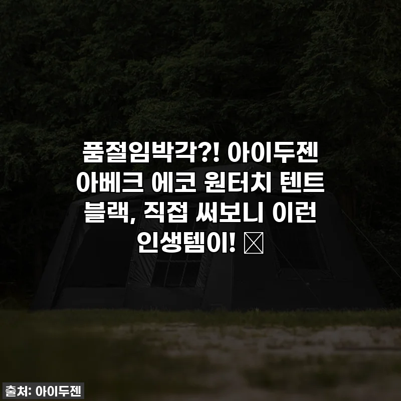 품절임박각?! 아이두젠 아베크 에코 원터치 텐트 블랙, 직접 써보니 이런 인생템이! ✨