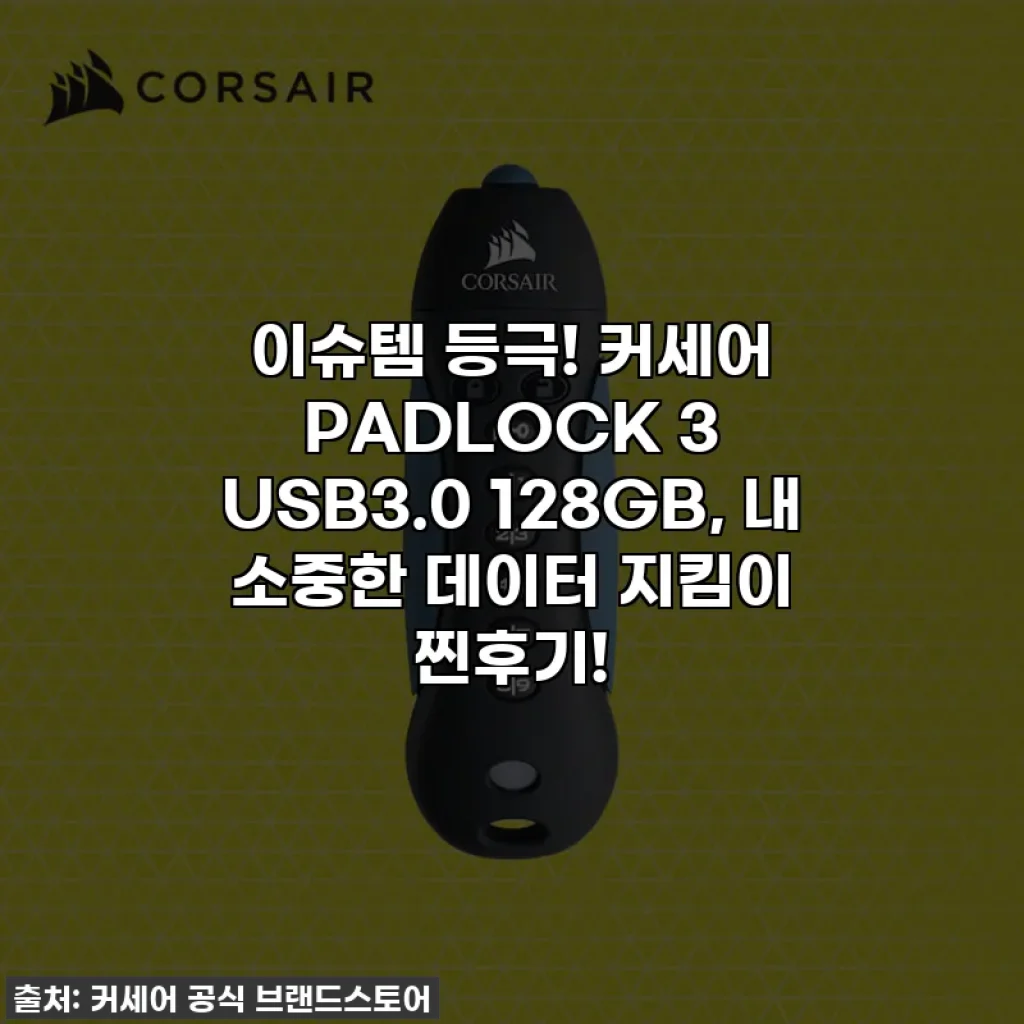 이슈템 등극! 커세어 PADLOCK 3 USB3.0 128GB, 내 소중한 데이터 지킴이 찐후기!