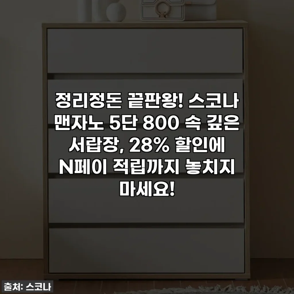 정리정돈 끝판왕! 스코나 맨자노 5단 800 속 깊은 서랍장, 28% 할인에 N페이 적립까지 놓치지 마세요!