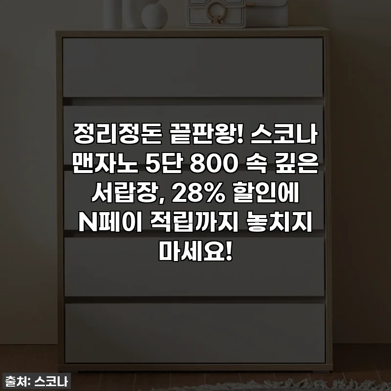정리정돈 끝판왕! 스코나 맨자노 5단 800 속 깊은 서랍장, 28% 할인에 N페이 적립까지 놓치지 마세요!
