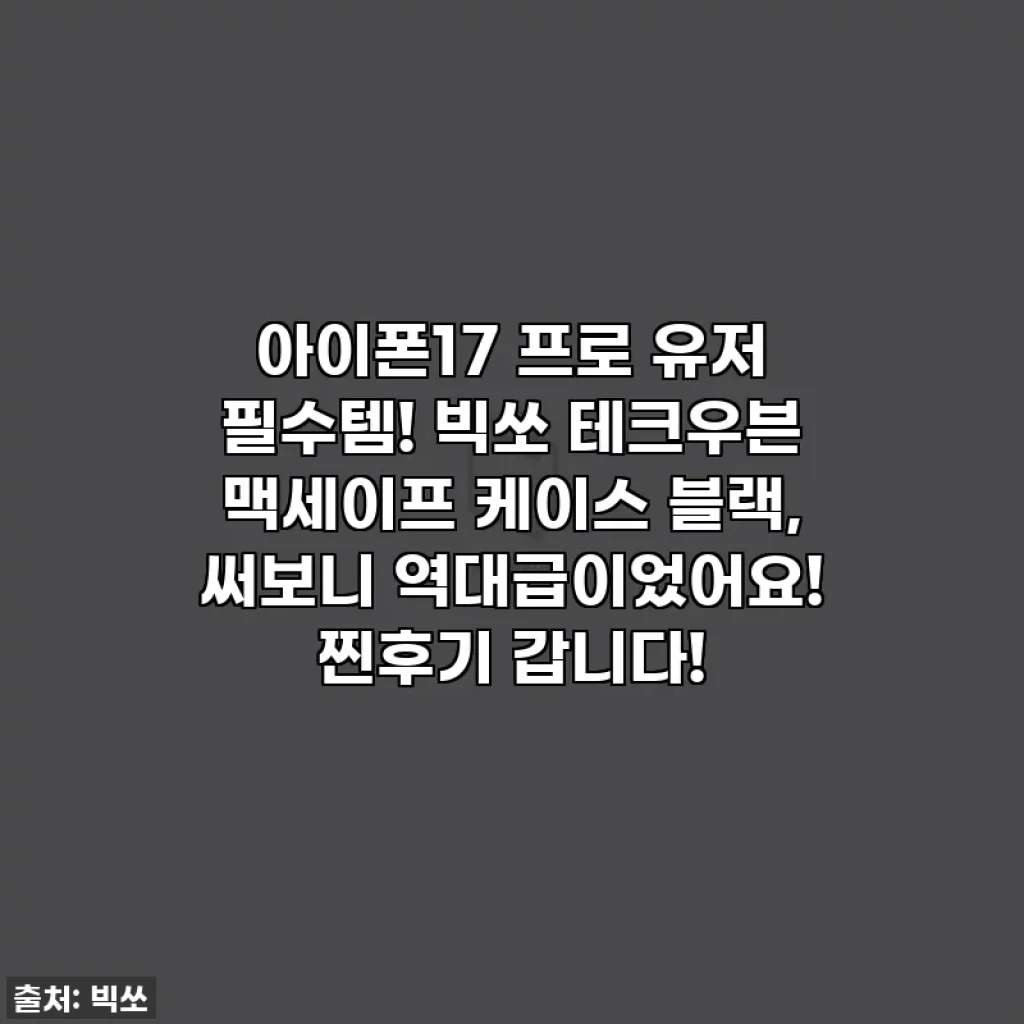 아이폰17 프로 유저 필수템! 빅쏘 테크우븐 맥세이프 케이스 블랙, 써보니 역대급이었어요! 찐후기 갑니다!