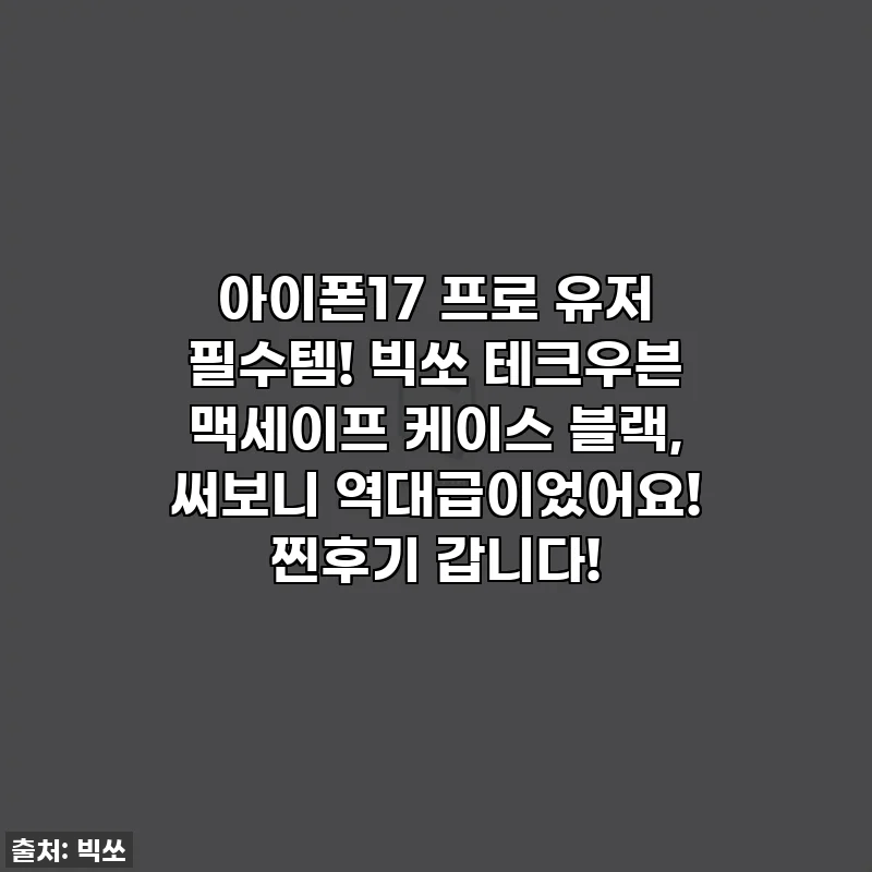 아이폰17 프로 유저 필수템! 빅쏘 테크우븐 맥세이프 케이스 블랙, 써보니 역대급이었어요! 찐후기 갑니다!
