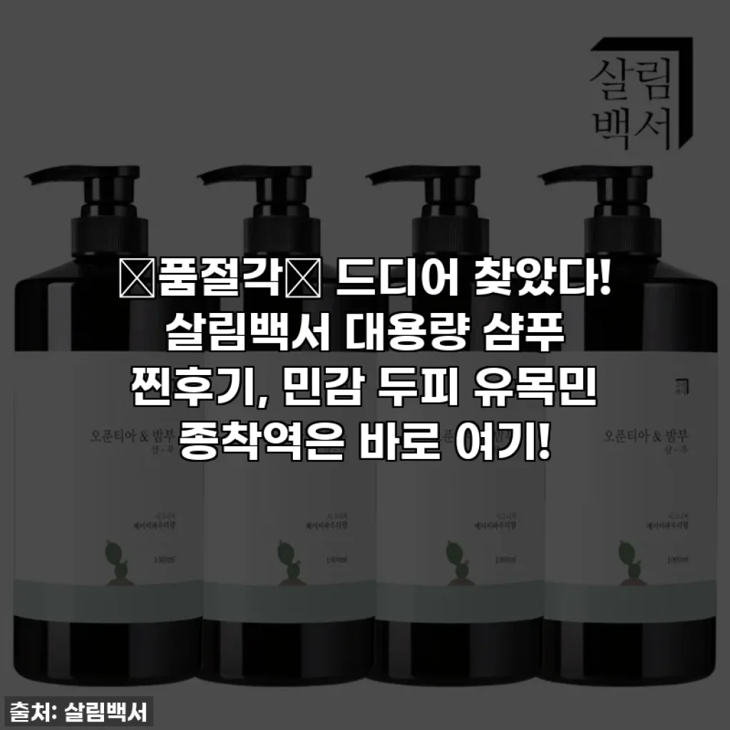 🚨품절각🚨 드디어 찾았다! 살림백서 대용량 샴푸 찐후기, 민감 두피 유목민 종착역은 바로 여기!