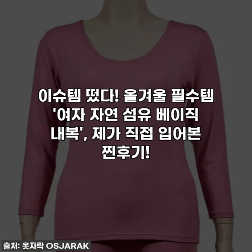 이슈템 떴다! 올겨울 필수템 '여자 자연 섬유 베이직 내복', 제가 직접 입어본 찐후기!