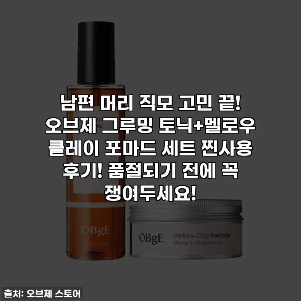 남편 머리 직모 고민 끝! 오브제 그루밍 토닉+멜로우 클레이 포마드 세트 찐사용 후기! 품절되기 전에 꼭 쟁여두세요!