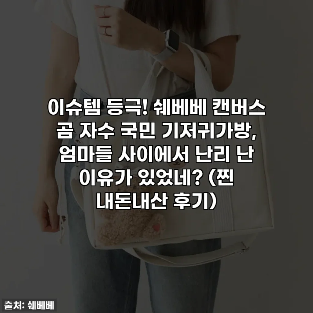 이슈템 등극! 쉐베베 캔버스 곰 자수 국민 기저귀가방, 엄마들 사이에서 난리 난 이유가 있었네? (찐 내돈내산 후기)