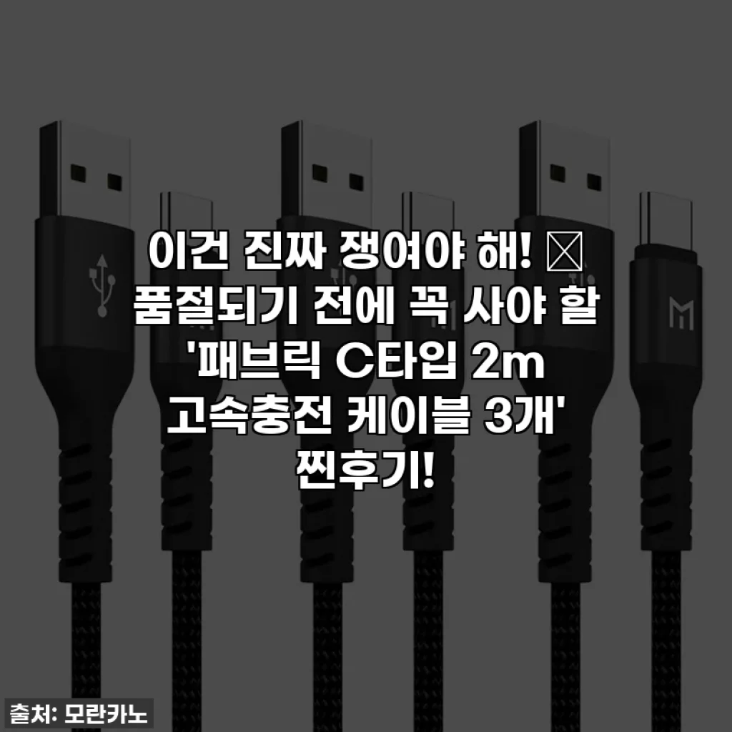 이건 진짜 쟁여야 해! ✨ 품절되기 전에 꼭 사야 할 '패브릭 C타입 2m 고속충전 케이블 3개' 찐후기!