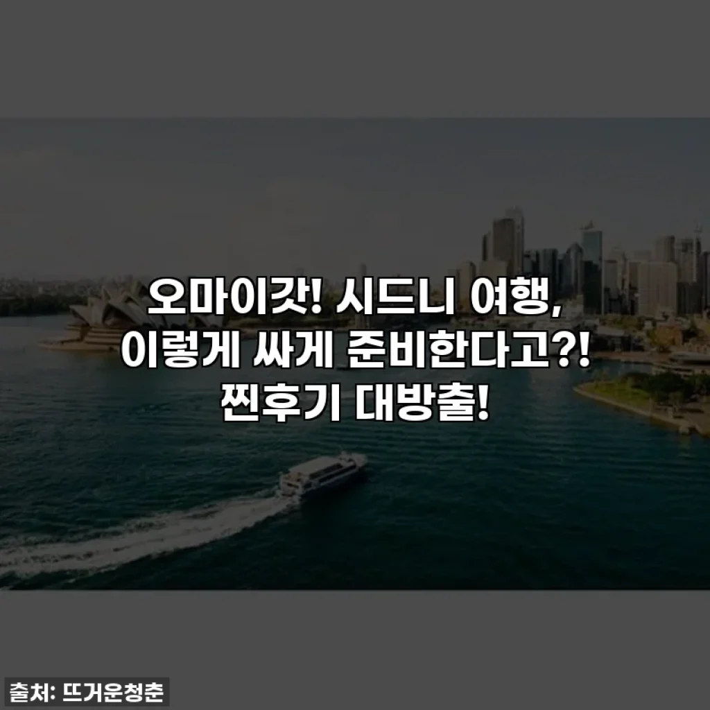 오마이갓! 시드니 여행, 이렇게 싸게 준비한다고?! 찐후기 대방출!
