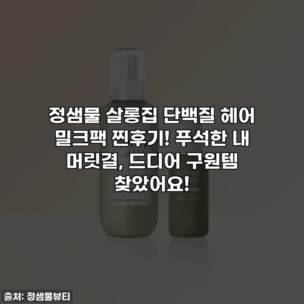 정샘물 살롱집 단백질 헤어 밀크팩 찐후기! 푸석한 내 머릿결, 드디어 구원템 찾았어요!