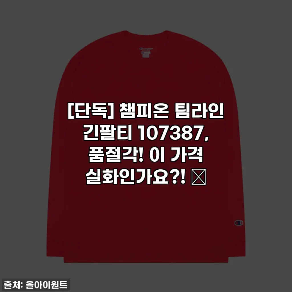 [단독] 챔피온 팀라인 긴팔티 107387, 품절각! 이 가격 실화인가요?! ✨