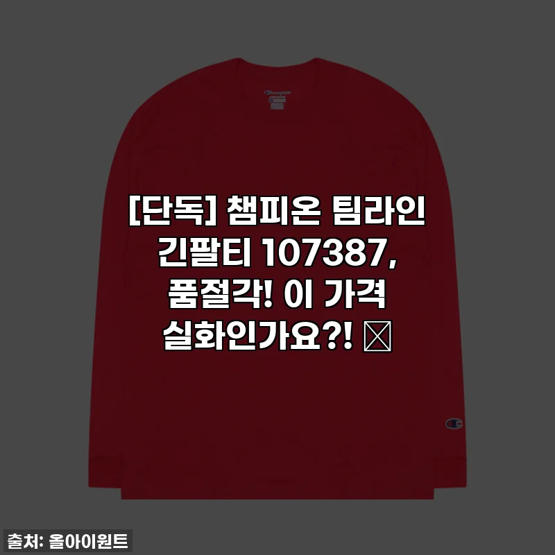 [단독] 챔피온 팀라인 긴팔티 107387, 품절각! 이 가격 실화인가요?! ✨