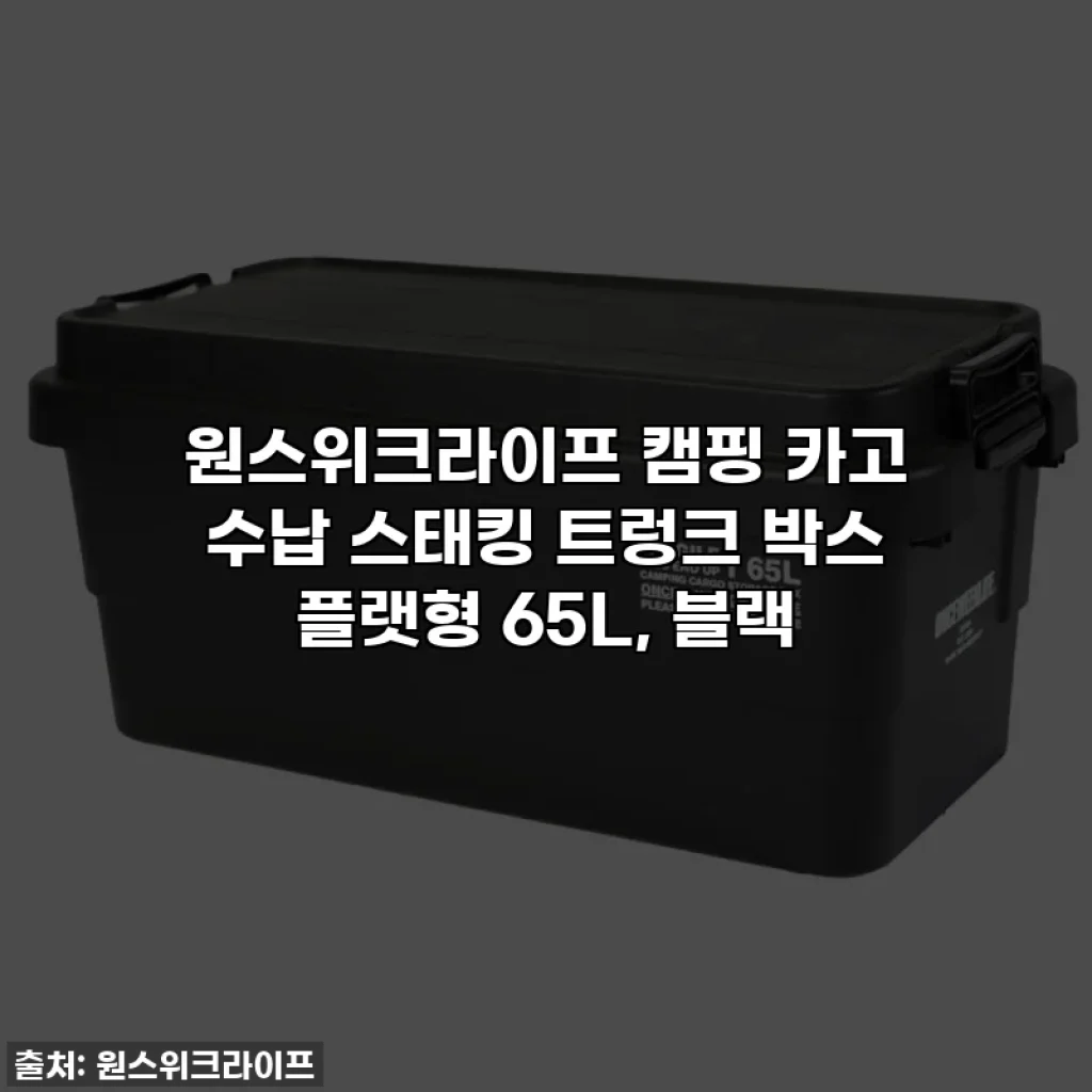 원스위크라이프 캠핑 카고 수납 스태킹 트렁크 박스 플랫형 65L, 블랙
