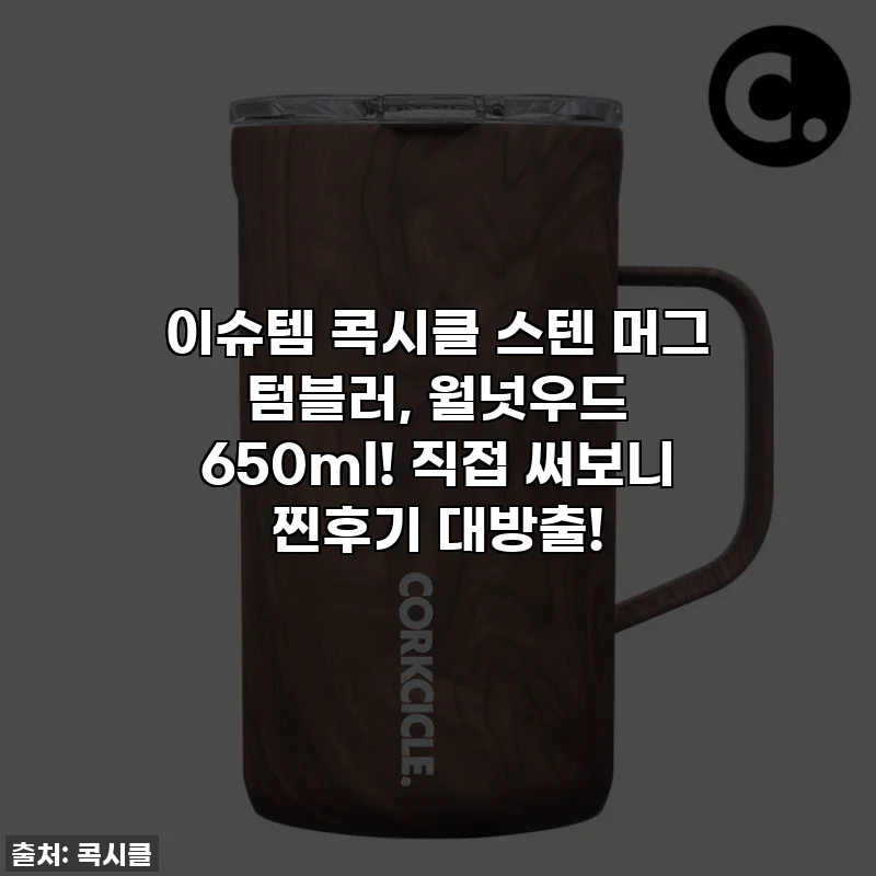 이슈템 콕시클 스텐 머그 텀블러, 월넛우드 650ml! 직접 써보니 찐후기 대방출!