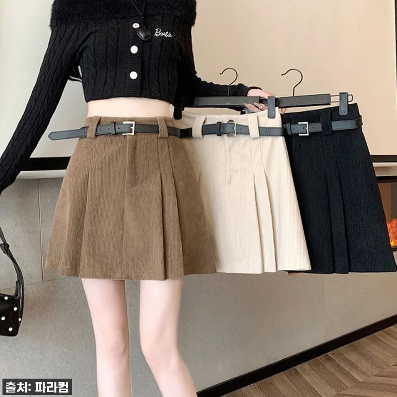 코듀로이 미니스커트 하이웨이스트 플리 관련 이미지 2