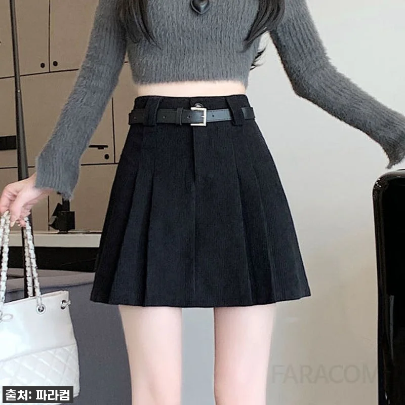 코듀로이 미니스커트 하이웨이스트 플리 관련 이미지 3