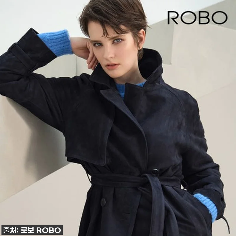 [로보] 스웨이드 더블버튼 롱 트렌치 관련 이미지 3