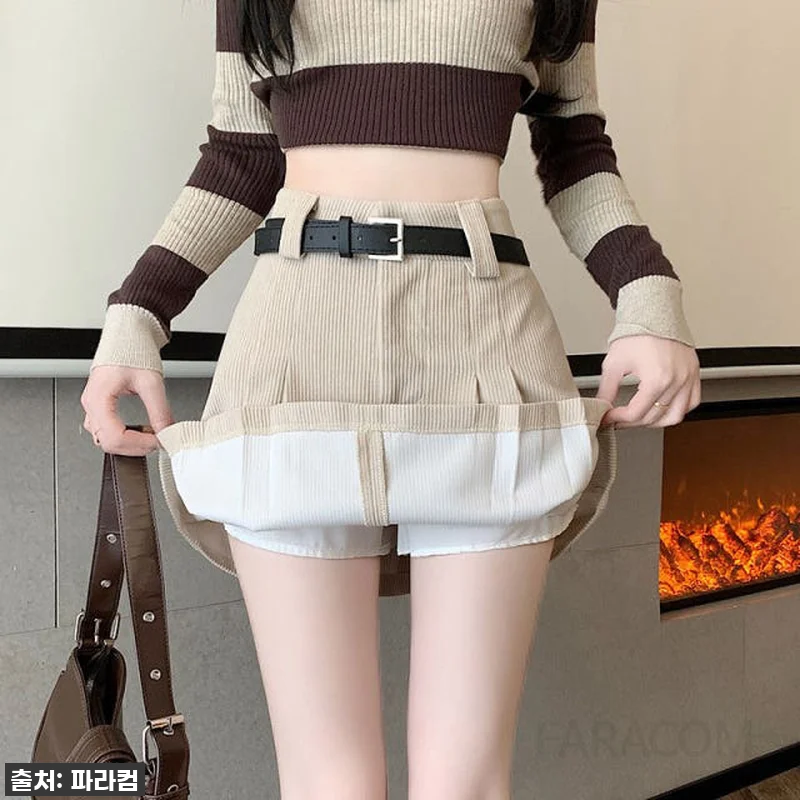 코듀로이 미니스커트 하이웨이스트 플리 관련 이미지 4