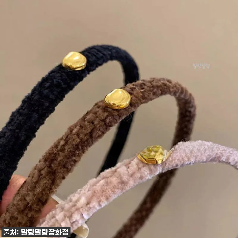 얇은 벨벳머리띠 골드 포인트 심플한 관련 이미지 4