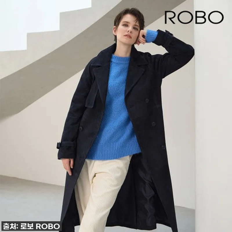 [로보] 스웨이드 더블버튼 롱 트렌치 관련 이미지 4