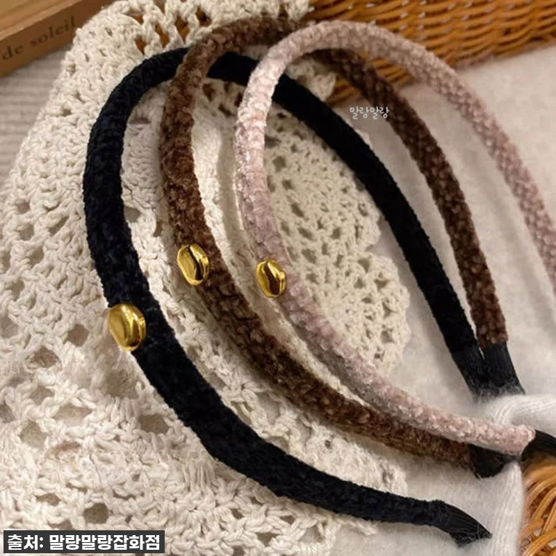 얇은 벨벳머리띠 골드 포인트 심플한 관련 이미지 5