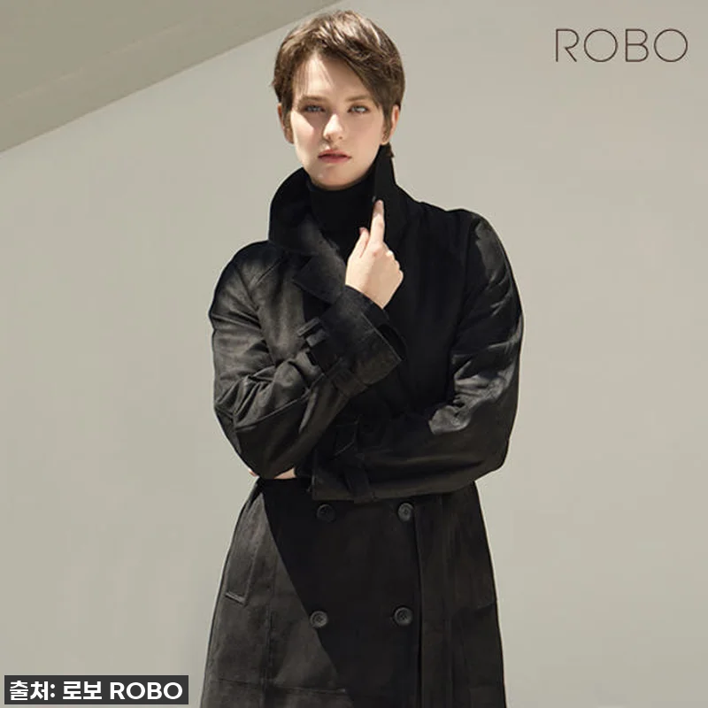 [로보] 스웨이드 더블버튼 롱 트렌치 관련 이미지 5