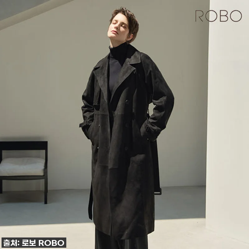 [로보] 스웨이드 더블버튼 롱 트렌치 관련 이미지 6