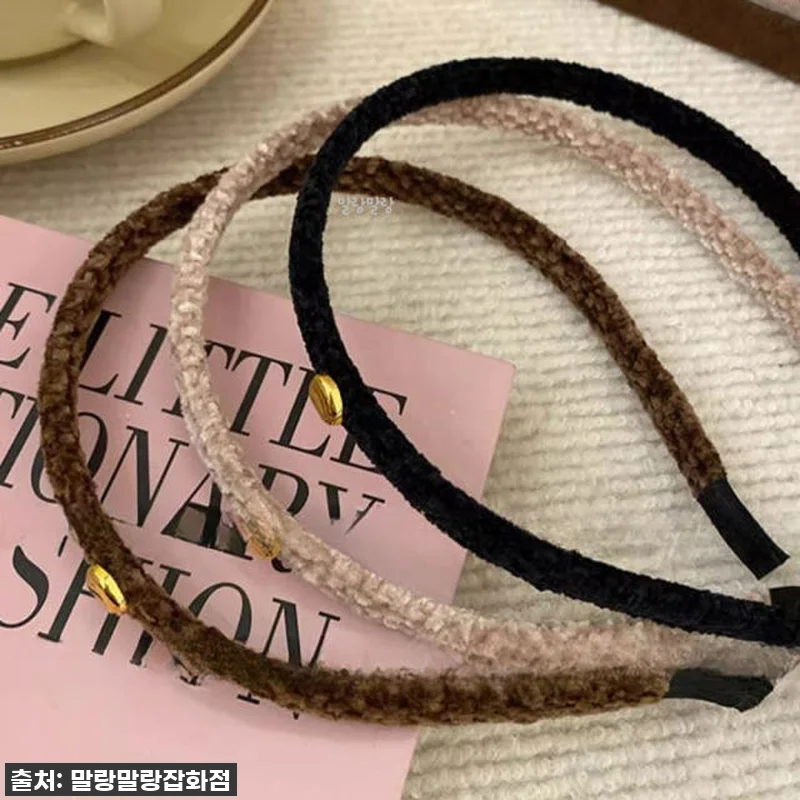 얇은 벨벳머리띠 골드 포인트 심플한 관련 이미지 7