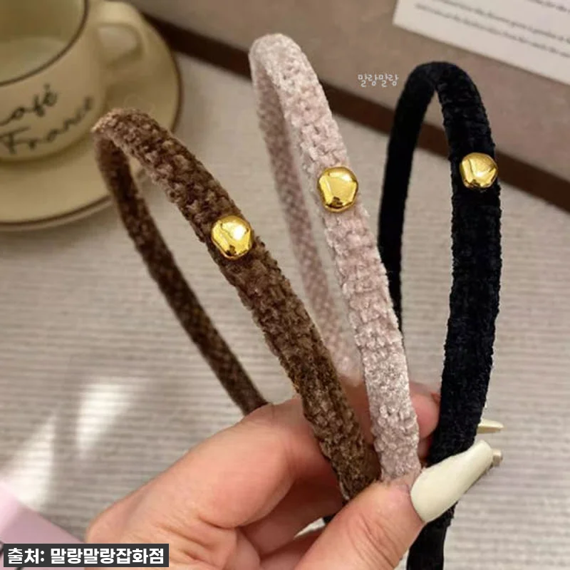 얇은 벨벳머리띠 골드 포인트 심플한 관련 이미지 8