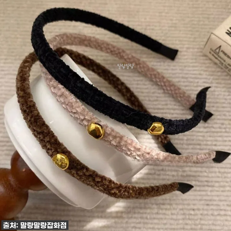 얇은 벨벳머리띠 골드 포인트 심플한 관련 이미지 9