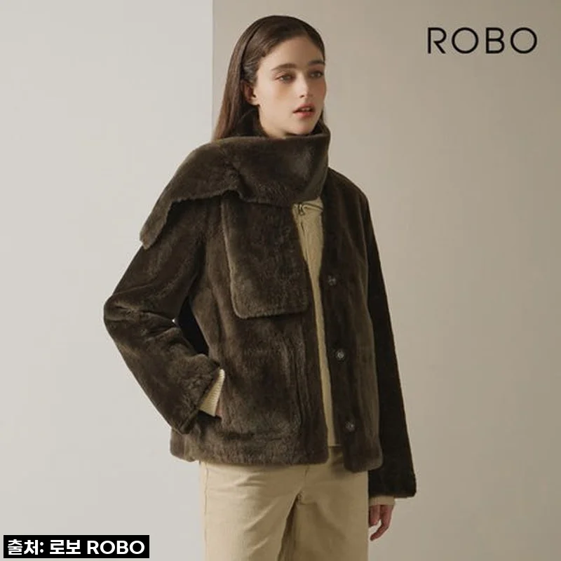 지금 아니면 후회! 올겨울 교복템 등극! 로보 V넥 무스탕 재킷 + 머플러 세트, 제가 직접 입어봤어요!