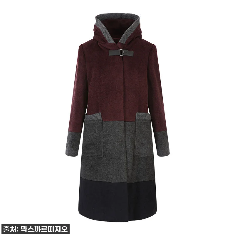 쓰리배색 후드넥 롱코트 사용후기 – 관련 이미지 1