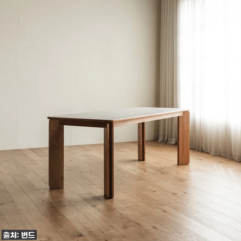 번드 리브 포세린 세라믹 원목 테이블 관련 이미지 2