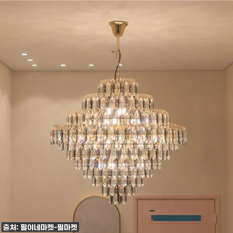 국산 LED 대형 샹들리에 골드 사용 관련 이미지 2