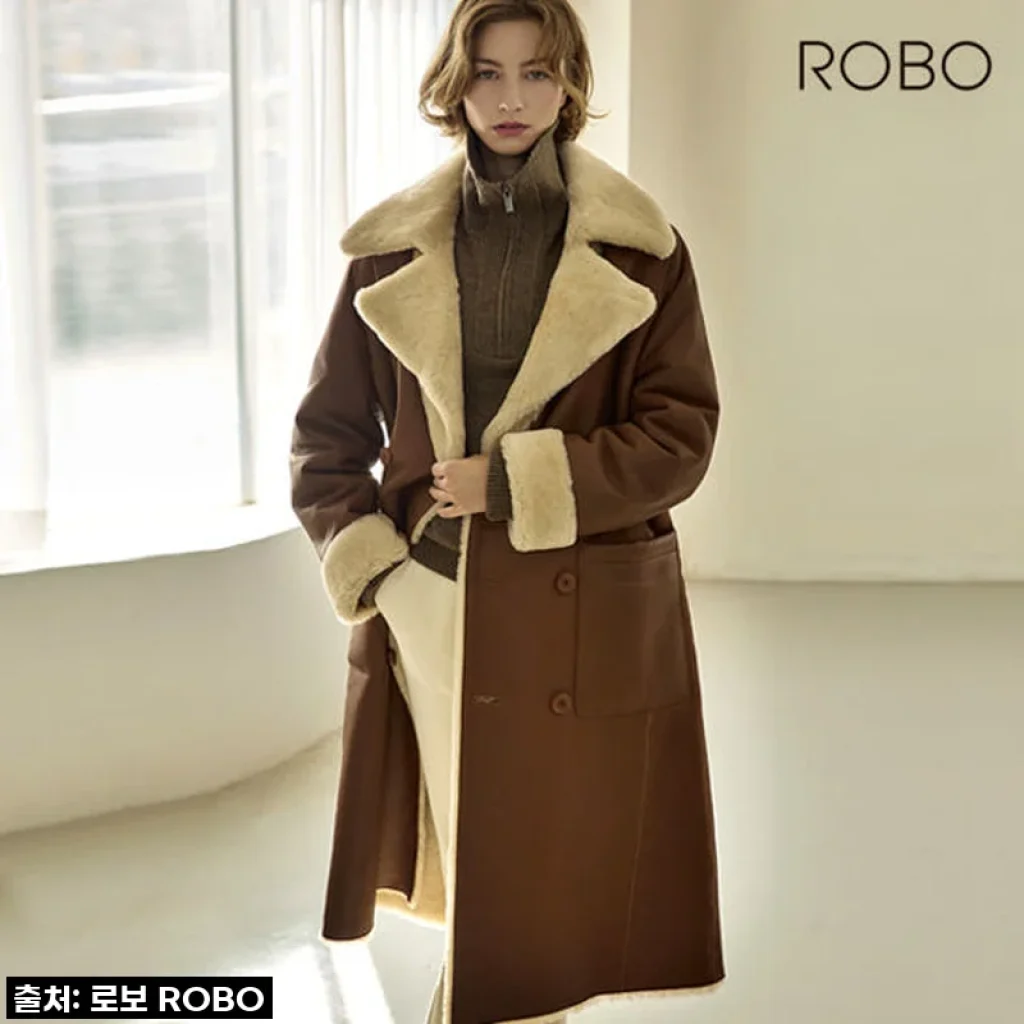 로보 스페인 라도마사 리버시블 더블 롱 무스탕 코트, 한겨울 추위도 끄떡없는 나만의 겨울 필수템!
