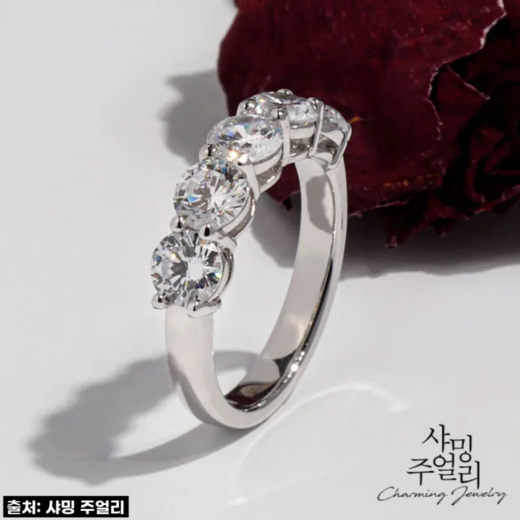 5부 쌍지 다이아 가드 링 반지 GIA 랩 그로운 웨딩 예물 여자 밴드 결혼 선물 에뚜왈