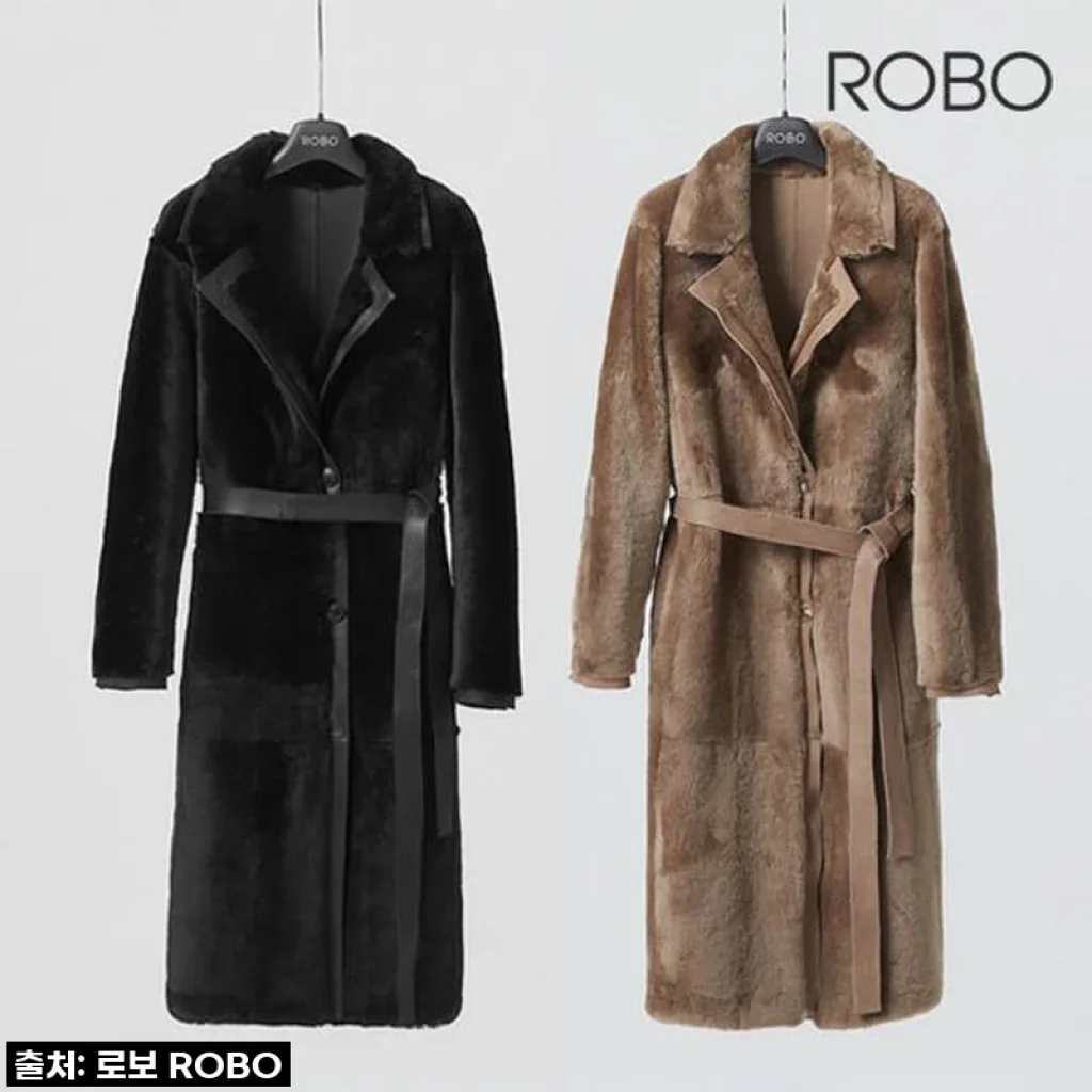 로보 더블 페이스 롱 벨티드 무스탕 코트, 스타일과 따뜻함 모두 잡은 겨울 아우터의 정석!