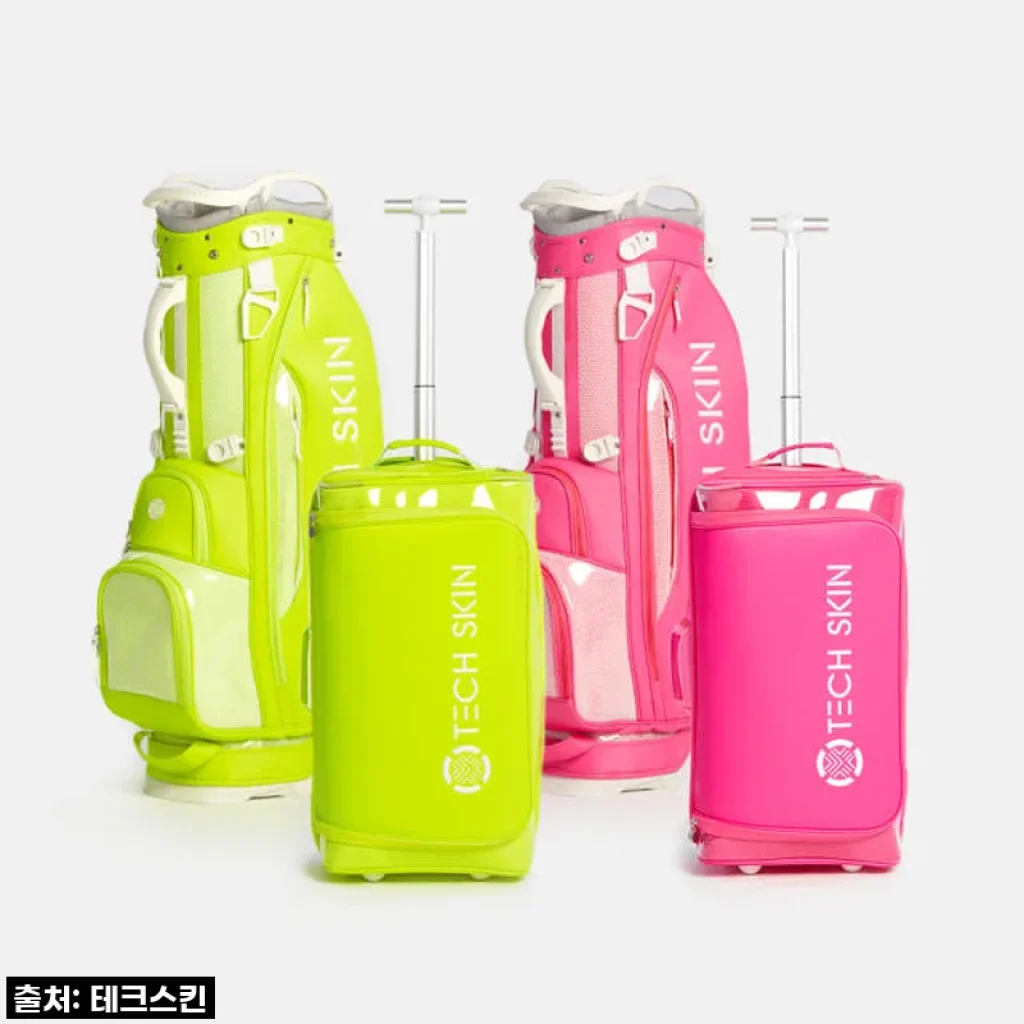 테크스킨 투어 플렉스 네온 스탠드 캐디백 + 네온 휠 보스톤백 세트 (2color)