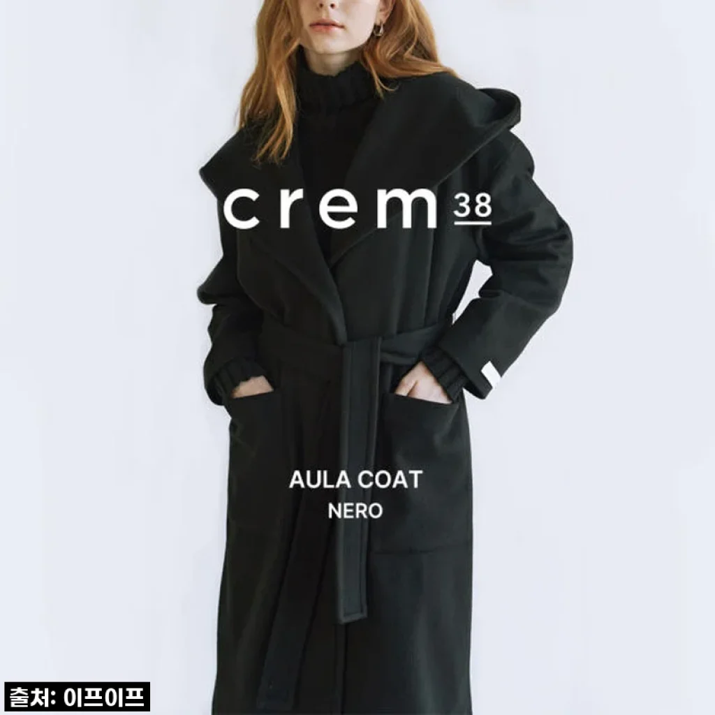 크램38 아우라 블랙 코트 사용 후기: 고급스러운 안감과 세련된 로브 스타일의 매력