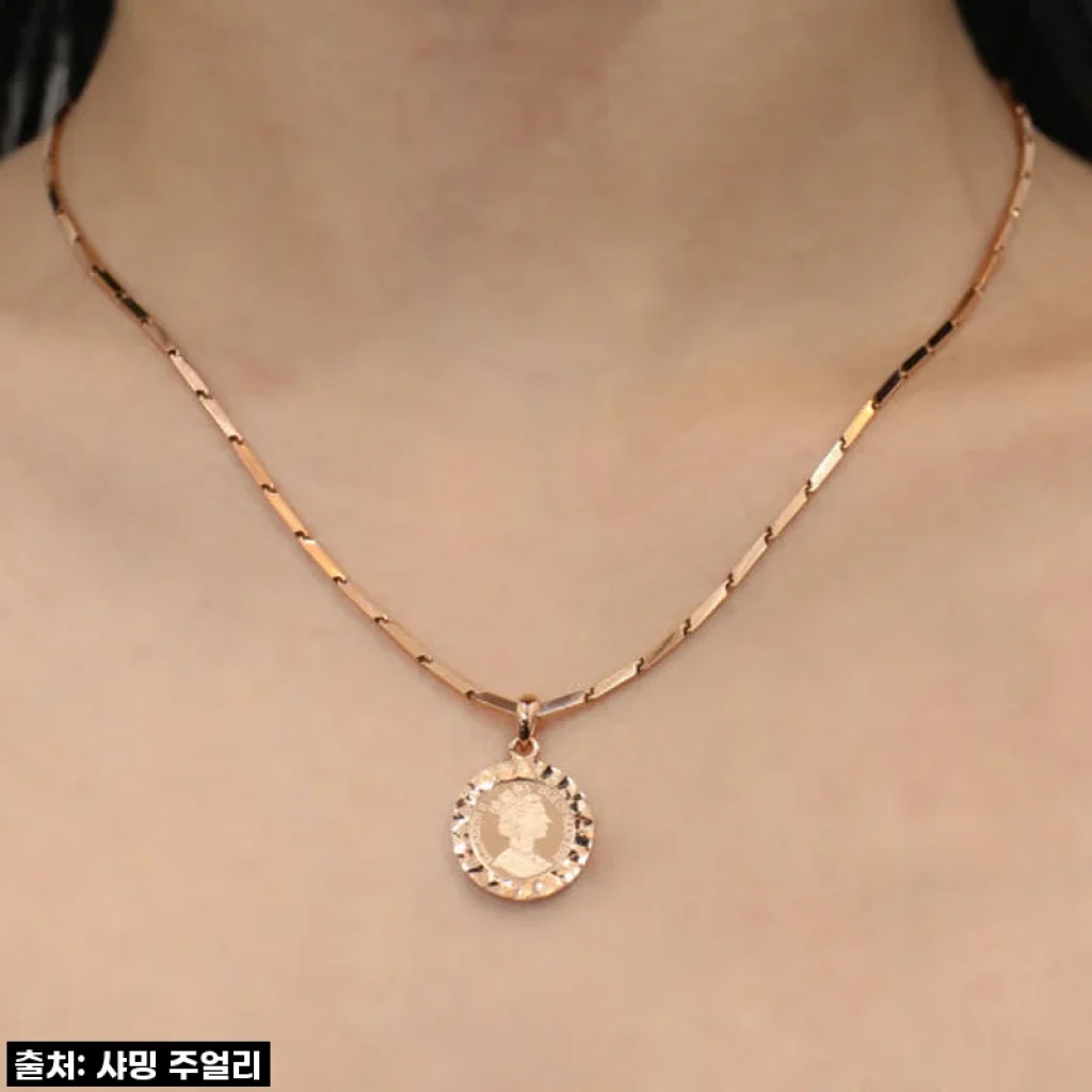 18K 엘리자베스 코인 커팅 펜던트 대나무 체인 목걸이 2돈 사용후기